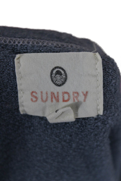 Sundry Women Pullover Sweatshirt Blue Rayon Stars Round Neck Long Sleeve Size 2