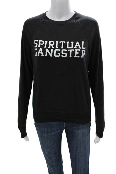 Spiritual Gangster Womens Pullover Sweatshirt Black Crew Neck Size XS