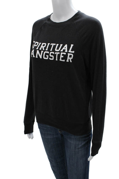 Spiritual Gangster Womens Pullover Sweatshirt Black Crew Neck Size XS