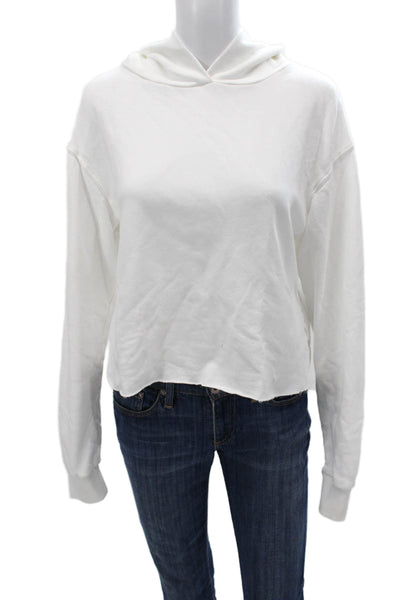 Perfect White Tee Womens Pullover Hoodie White Cotton Long Sleeve Sz S