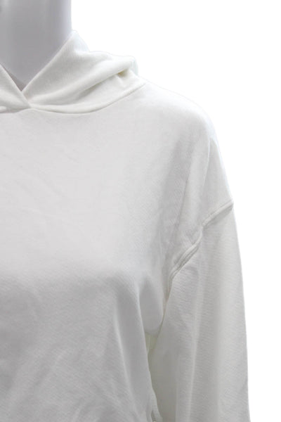 Perfect White Tee Womens Pullover Hoodie White Cotton Long Sleeve Sz S