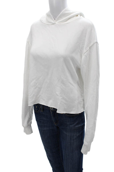 Perfect White Tee Womens Pullover Hoodie White Cotton Long Sleeve Sz S