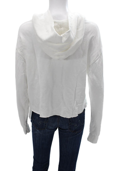 Perfect White Tee Womens Pullover Hoodie White Cotton Long Sleeve Sz S