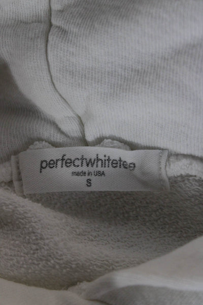 Perfect White Tee Womens Pullover Hoodie White Cotton Long Sleeve Sz S