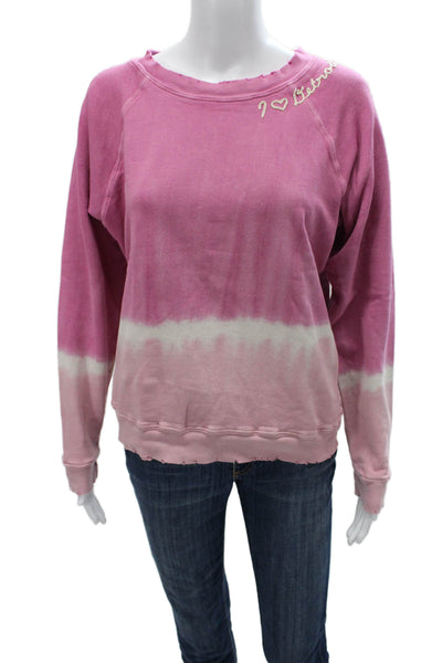 I.S.MB.S Women Pink Cotton Colorblock Crew Neck Pullover Long Sleeve Size XS