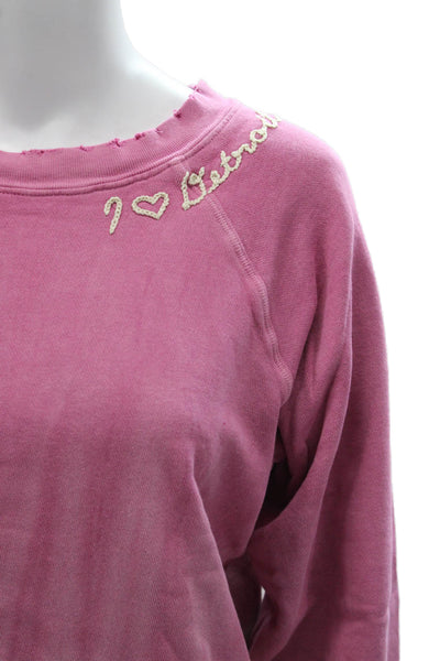 I.S.MB.S Women Pink Cotton Colorblock Crew Neck Pullover Long Sleeve Size XS