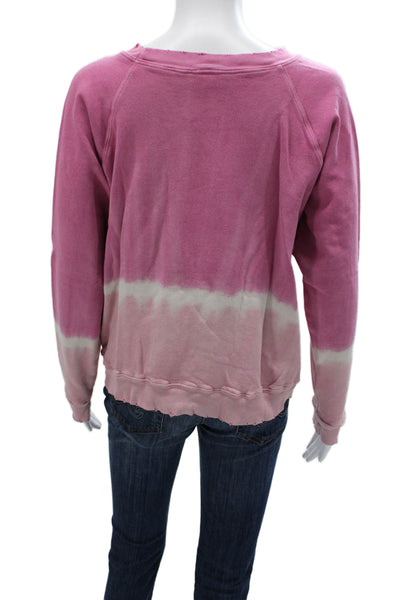 I.S.MB.S Women Pink Cotton Colorblock Crew Neck Pullover Long Sleeve Size XS