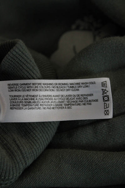 Roots Womens Pullover Sweatshirt Green Mock Neck Zip Cotton Long Sleeve Size M