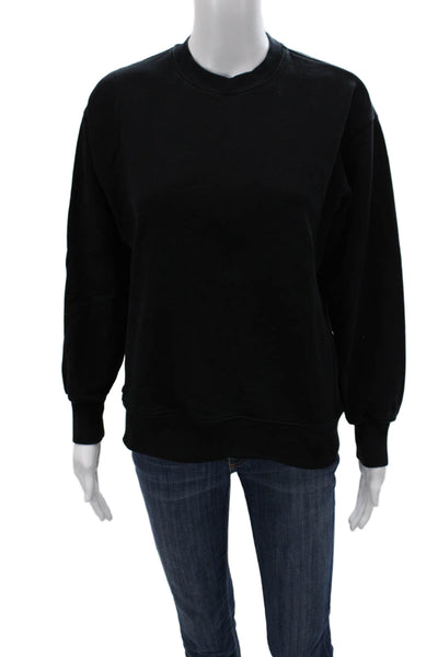 TNA Womens Black Cotton Pullover Sweatshirt Crew Neck Long Sleeve Size 2XS
