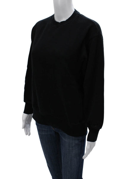 TNA Womens Black Cotton Pullover Sweatshirt Crew Neck Long Sleeve Size 2XS