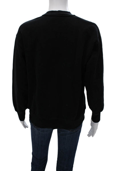 TNA Womens Black Cotton Pullover Sweatshirt Crew Neck Long Sleeve Size 2XS