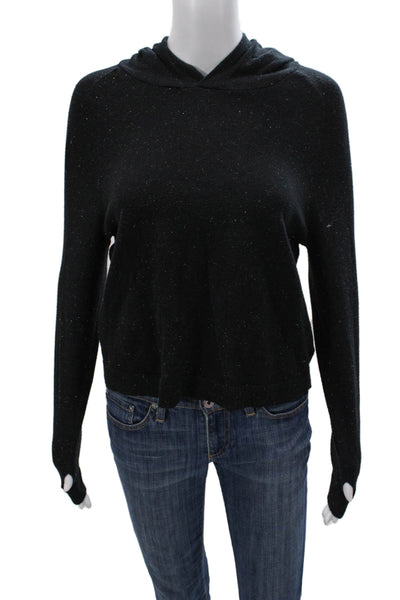 525 Womens Pullover Hoodie Black Viscose Blend Long Sleeve Size XS