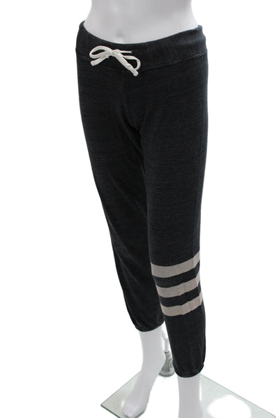 Sundry Women Jogger Pants Gray Striped Cotton Drawstring Inseam 26 Size 1