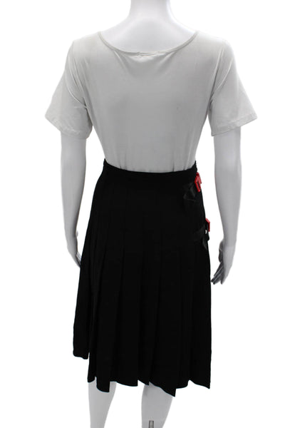 Preen By Thornton Bregazzi Women Pleated Wool Skirt Black Buckle Size XS