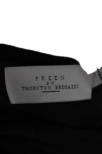 Preen By Thornton Bregazzi Women Pleated Wool Skirt Black Buckle Size XS