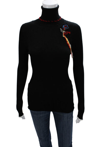 Sonia Rykiel Women Pullover Turtleneck Wool Black Long Sleeve Size S