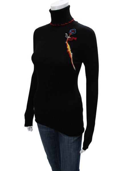 Sonia Rykiel Women Pullover Turtleneck Wool Black Long Sleeve Size S