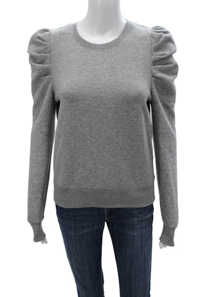 Rebecca Minkoff Women Pullover Cotton Crew Neck Gray Long Sleeve Size XS