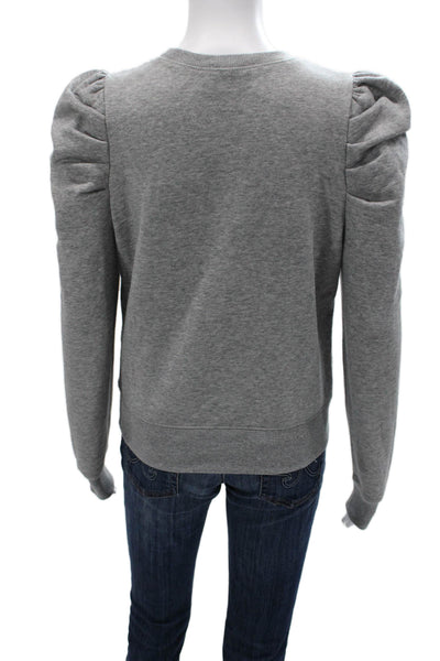 Rebecca Minkoff Women Pullover Cotton Crew Neck Gray Long Sleeve Size XS