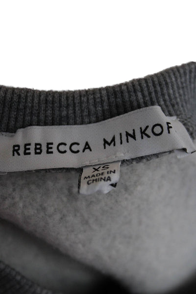 Rebecca Minkoff Women Pullover Cotton Crew Neck Gray Long Sleeve Size XS