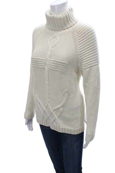 525 America Womens Turtleneck Pullover Sweater Ivory Nautical Size S