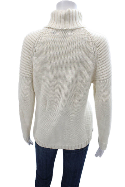 525 America Womens Turtleneck Pullover Sweater Ivory Nautical Size S