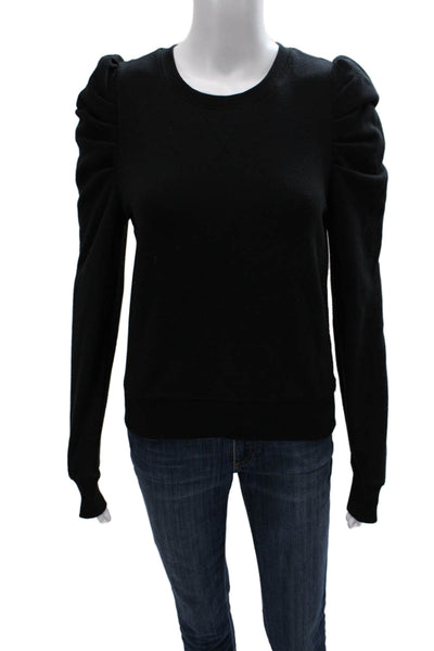 Rebecca Minkoff Womens Pullover Sweatshirt Black Cotton Crew Neck Size XS