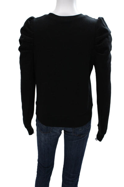 Rebecca Minkoff Womens Pullover Sweatshirt Black Cotton Crew Neck Size XS