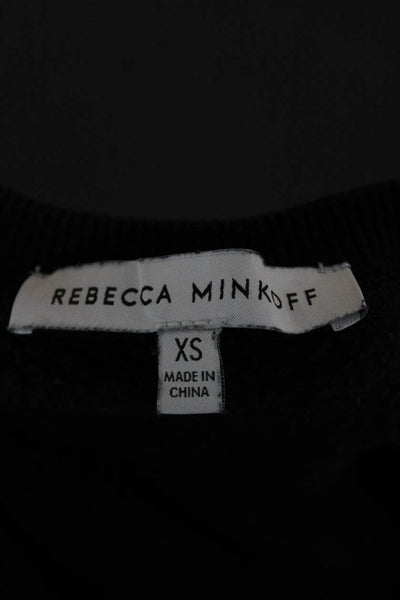 Rebecca Minkoff Womens Pullover Sweatshirt Black Cotton Crew Neck Size XS