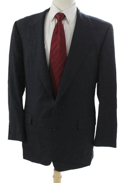 Hickey Freeman Mens Blue Check Wool Blazer Button Size 40