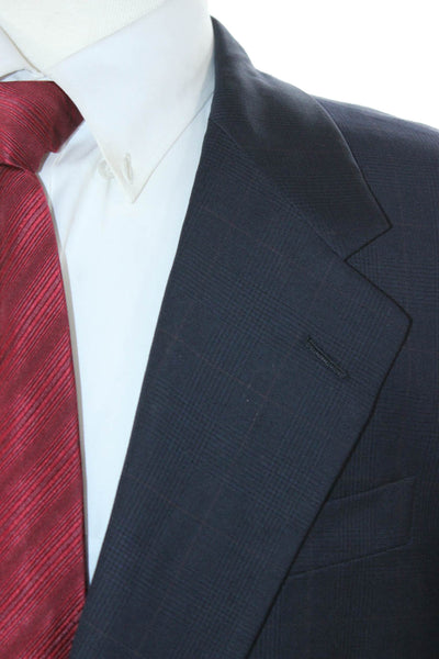 Hickey Freeman Mens Blue Check Wool Blazer Button Size 40