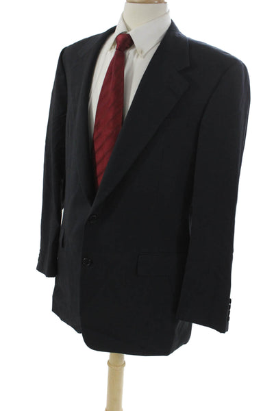 Hickey Freeman Mens Blue Check Wool Blazer Button Size 40