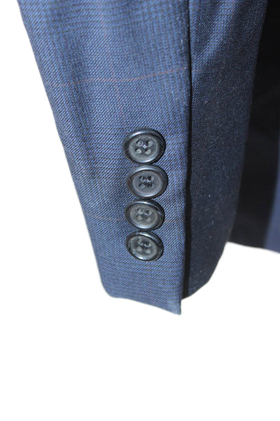 Hickey Freeman Mens Blue Check Wool Blazer Button Size 40