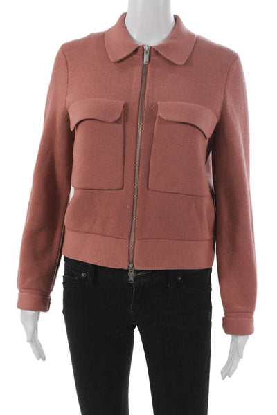 Arket Women Pink Cotton Blend Basic Jacket Zip Long Sleeve Size XS