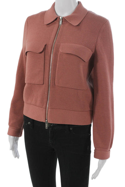 Arket Women Pink Cotton Blend Basic Jacket Zip Long Sleeve Size XS