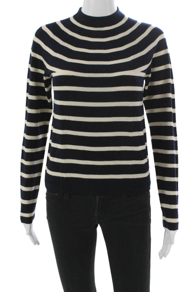 Ines De La Fressange x Uniqlo Women Blue Striped Mockneck Pullover Size XS