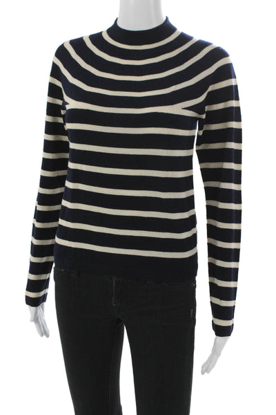 Ines De La Fressange x Uniqlo Women Blue Striped Mockneck Pullover Size XS