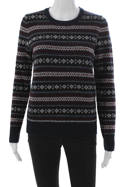 Ines De La Fressange x Uniqlo Womens Pullover Fair Isle Wool Blue Size S