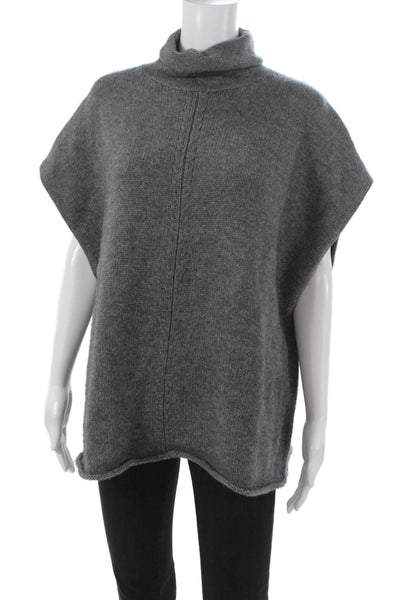 Joseph Womens Cape Sweater Gray Wool Cowl Neck Sleeveless Size XS