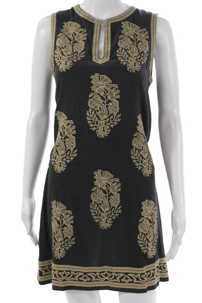 Isabel Marant Etoile Womens Black Silk Floral Shift Dress Mini Size 34