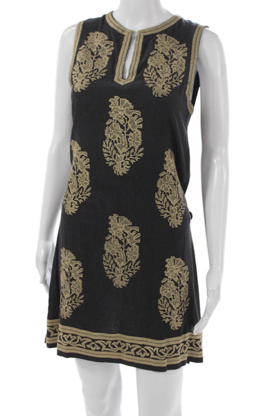 Isabel Marant Etoile Womens Black Silk Floral Shift Dress Mini Size 34