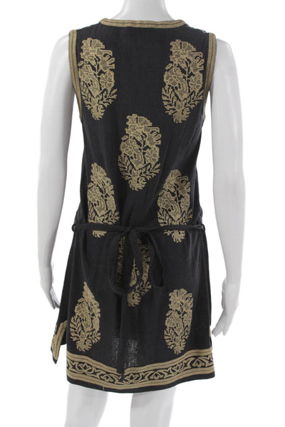 Isabel Marant Etoile Womens Black Silk Floral Shift Dress Mini Size 34