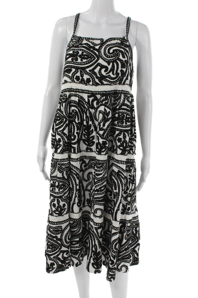 Sezane Womens Sundress Black Square Neck Tie Sleeveless Cotton Size 34