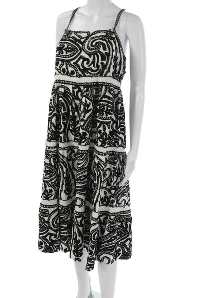 Sezane Womens Sundress Black Square Neck Tie Sleeveless Cotton Size 34