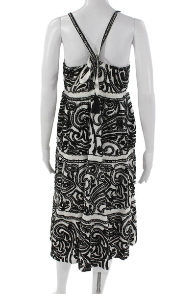 Sezane Womens Sundress Black Square Neck Tie Sleeveless Cotton Size 34