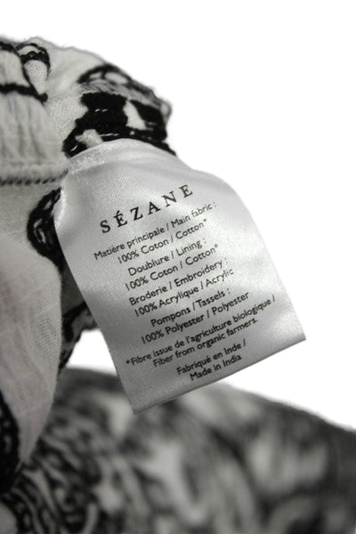Sezane Womens Sundress Black Square Neck Tie Sleeveless Cotton Size 34