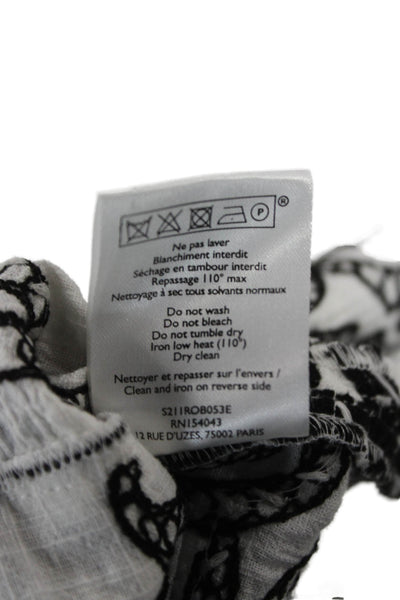 Sezane Womens Sundress Black Square Neck Tie Sleeveless Cotton Size 34