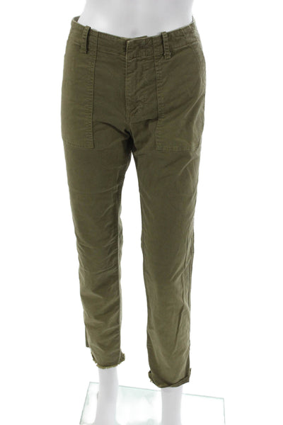 Nili Lotan Womens Cargo Pants Green Cotton Size 4