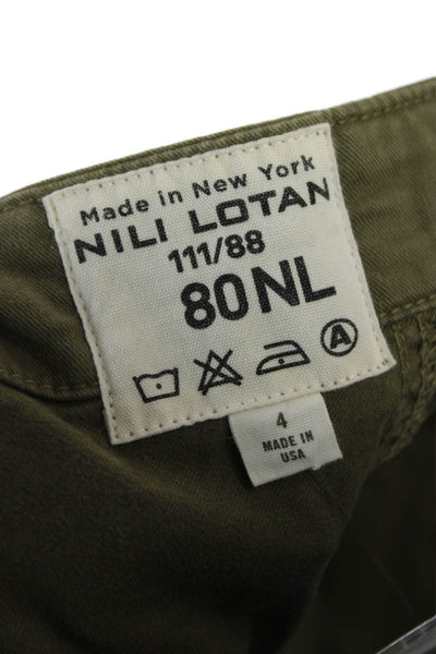 Nili Lotan Womens Cargo Pants Green Cotton Size 4