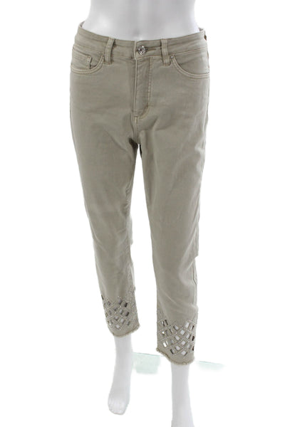 Joseph Ribkoff Womens Cropped Beige Cotton Jeans Size 8